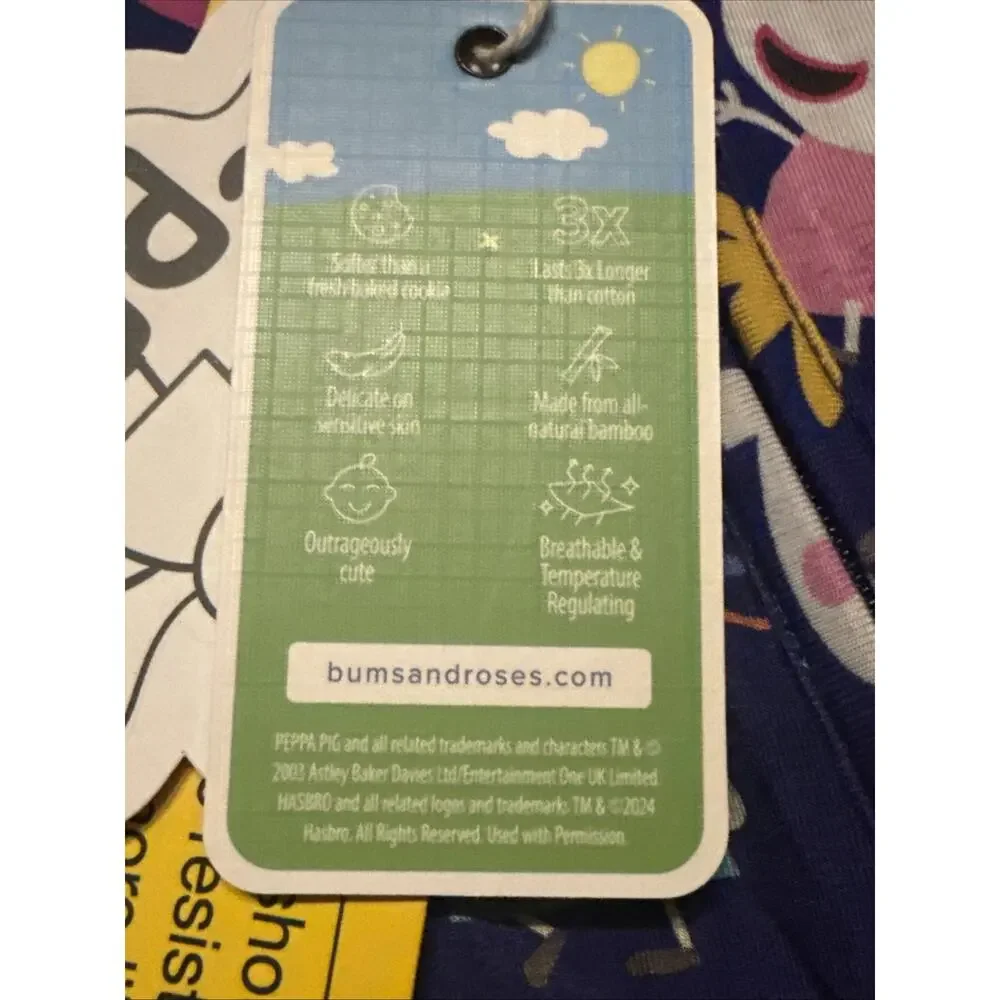 Bums & Roses Peppa Pig Convertible Romper 3-6 Months NWT Bamboo